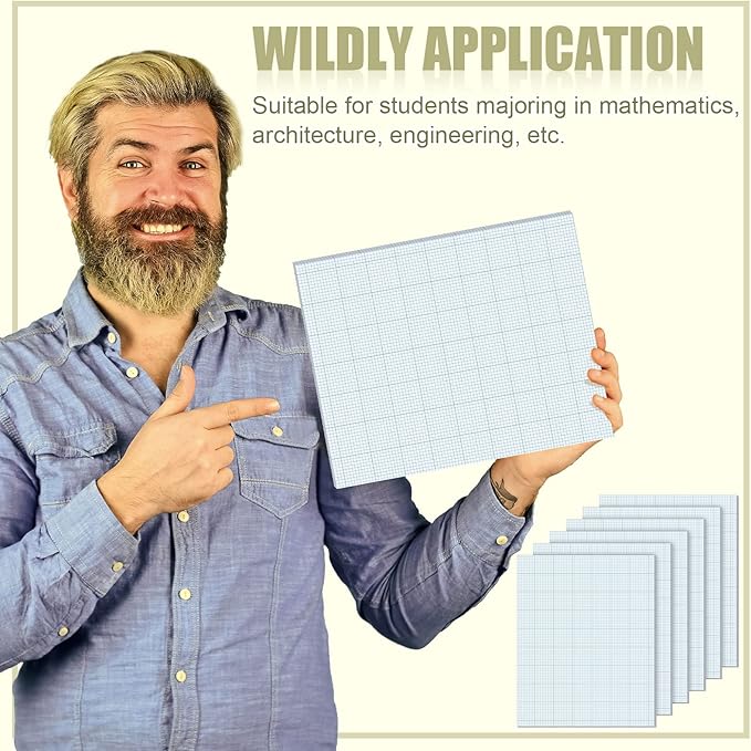 Ctosree 3 Pcs 8.5 x 11 Quadrille Pads 50 Sheets/Pack 10 * 10 Squares Per Graph Paper Pad Back to School Engineer Grid Paper Pad for School Supplies