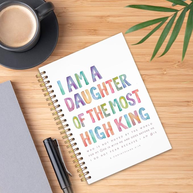 UTELKA I Am Daughter of the Most High King Notebook, Boho Christian Spiral Notebook, Boho Journal Notebook, Bible Study Journal Church Notebooks, Religious Gifts Inspirational Gifts for Women 5.5x8.3