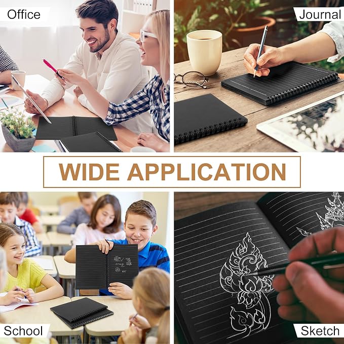 Yahenda 2 Pcs Spiral Notebooks, 1 Subject, Wide Ruled, Black Inner Pages
