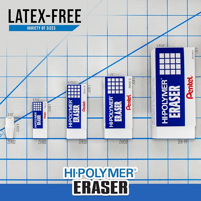 Pentel Hi-Polymer Block Eraser, Small, Box of 48 (ZEH-05)