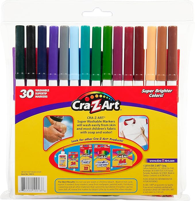 Cra-Z-Art Washable Super Tip Markers, 30 Count