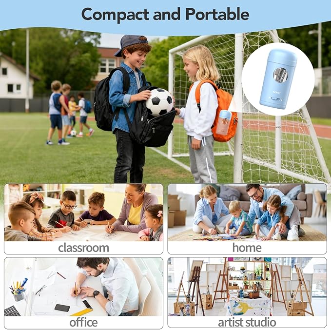 AFMAT Electric Pencil Sharpener, Fully Automatic Pencil Sharpener for 7-8mm Pencils & Colored Pencils, Auto in & Out, Rechargeable Vertical Hands-Free Sharpeners for Classroom/Home/Office PSX7(Blue)