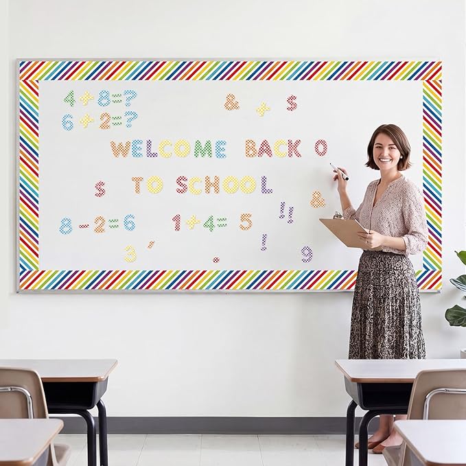 221 Pcs Checkered Notebook Bulletin Board Letters, Round Alphabet Number Punctuation Symbol Combo Letter Cutouts, Colorful Classroom Decor for Summer School Chalkboard Whiteboard Poster Wall