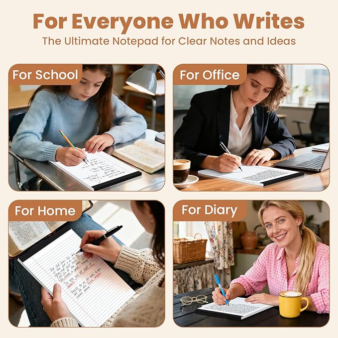24Packs Legal Pads 8.5 x 11 Inch, 50Sheets/Pack, College Ruled & Perforated White Writing Pads, Pads of Paper 8.5 x 11, Lined Note Pads with Sturdy Backing for Office, Business & School Supplies