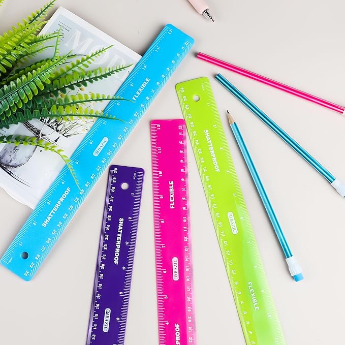 BAZIC Products Shatterproof Flexible Curve Ruler 12" (30cm), Inches Centimeter Metric Measuring Drafting Rulers, 288-Packs