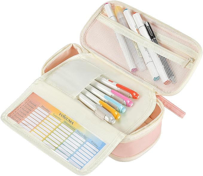 YOKUMA Pencil Case Cute Pencil Pouch for Girls Big Capacity Pen Bag Box, Kawaii Aesthetic College School Supplies for Student Teen Adults Preppy, Pink