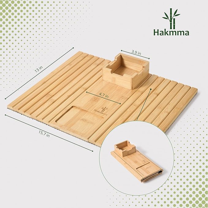 Couch Arm Tray Table – 3-in-1 Bamboo Sofa Armrest Tray with Cup Holder, Phone Slot & Remote Organizer, Foldable Anti-Slip Couch Table for Wide Armrests, Arm Chair Drink Holder, Couch Side Arm Tray