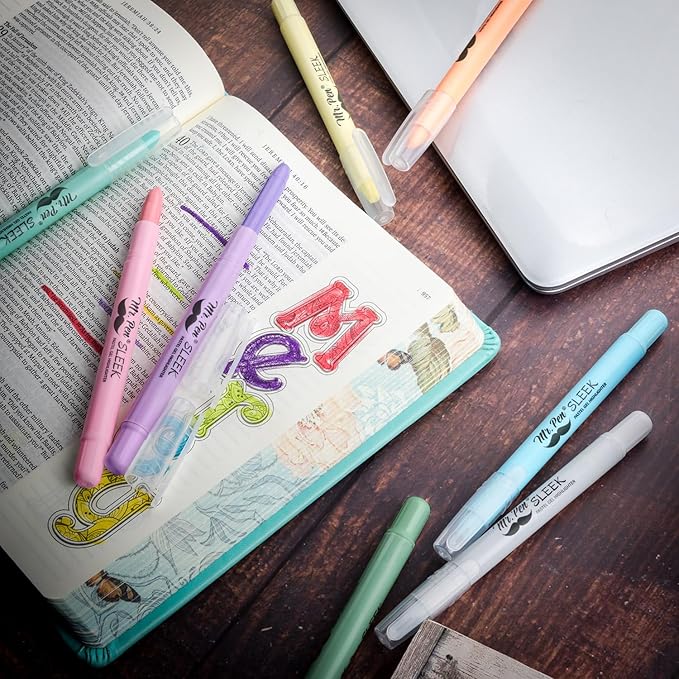 Mr. Pen- No Bleed Gel Highlighters, Assorted Colors, 8 Pack, Bible Highlighters and Pens No Bleed, Bible Markers for Study, Journaling, School Supplies and Accessories