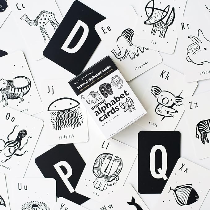Wee Gallery High Contrast Alphabet Cards Letter Flash Cards, ABC Flashcards for Toddlers, Preschool Large Alphabet Flash Cards