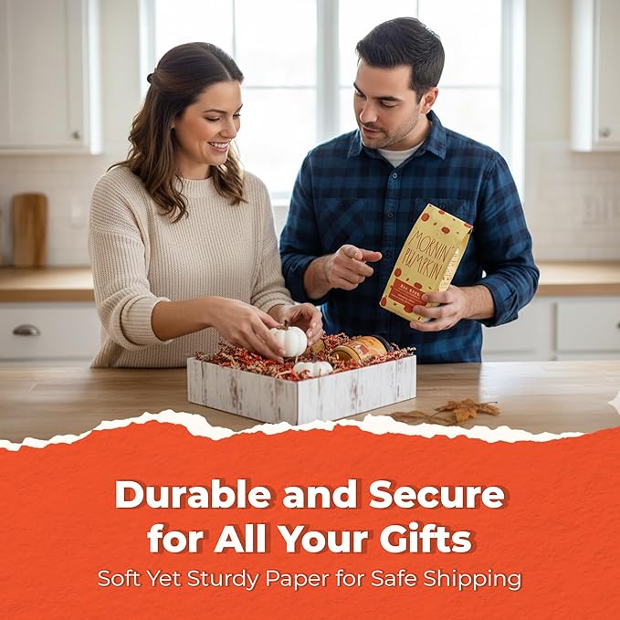 MagicWater Scented Crinkle Cut Paper - 2 oz - Pumpkin Spice - Perfect for Shredded Paper Filler, Basket Filler, Gift Boxes, Bridesmaid Gifts, Christmas Stuffers & More – For All Occasions