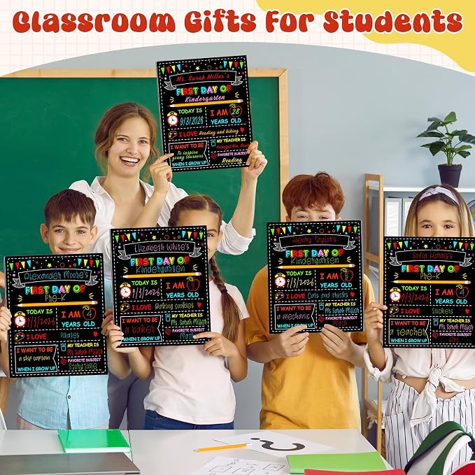 3PCS 1st Day of School Sign Board, Back to School Chalkboard for Kids | 10 × 12 Inches Back to School Chalkboard, Double-Sided First Day & Last Day of Preschool board, Reusable School Board