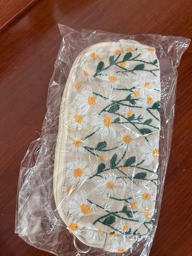 Carry bloom Pencil Pouch Cute Pencil Case for Girls Aesthetic Pencil Bag with Zipper Pen Cases School Supplies Makeup Bag (4 floral daisy)