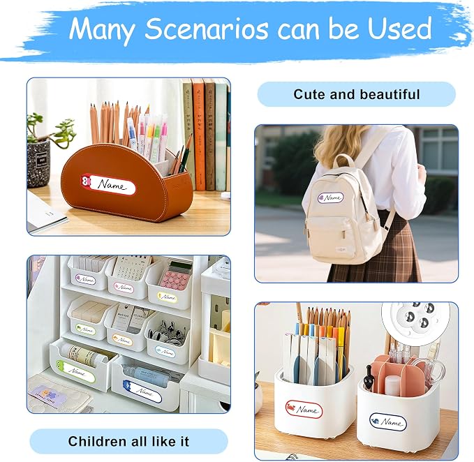 Name Labels for Kids Stuff Daycare, Labels for School Supplies Waterproof Name Tag Stickers, 320 Pcs Washable Bottle Labels, Self-Adhesive Tag Stickers for School Essentials, Self-Laminating Write-on