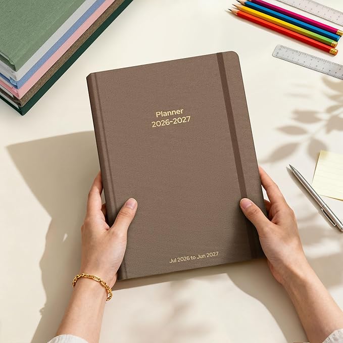 Planner 2026-2027 Monthly and Weekly Academic Planner July 2026 - June 2027, Linen Hardcover Agenda 2026-2027 Calendar Daily Planner for Student Teacher with Monthly Tabs, 6" x 8.3", Vintage Brown