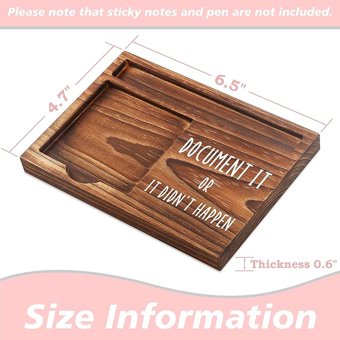 Sticky Note Holder Wooden Notepad & Pen Holder 6.5" x 4.7" Sticky Note Pad Holder Dispenser for Desk Work Humor Gifts, NPA179