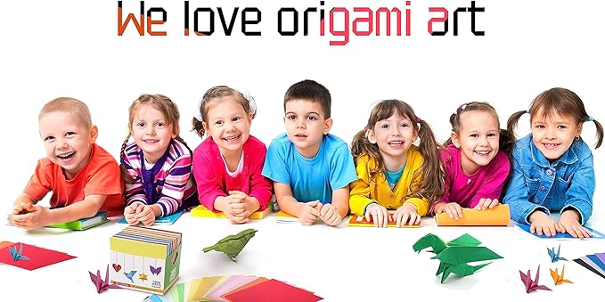 Origami Paper Kit 1000 Sheets 6 Inch Square Double Sided 20 Vivid Colors for Origami Crane, Heart,Perfect for Beginners,Kids,Parent-Child Interaction & School DIY Handmade Craft Lessons,Ideal Gifts