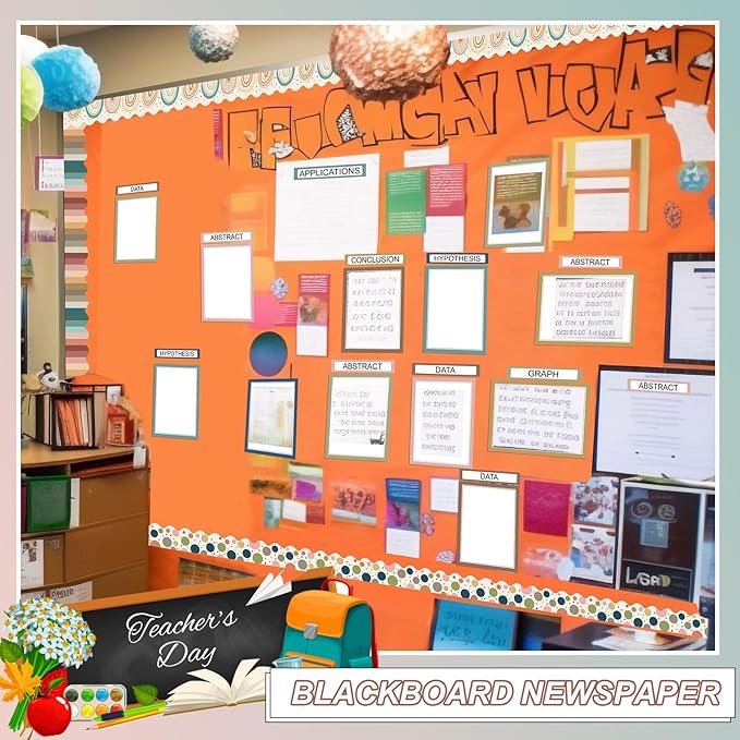 Fuyoooo 90 Pcs Science Fair Board Supplies 60 Trim Scalloped Bulletin Board Borders 24 Presentation Board Subtitles 6 Science Fair Titles for Classroom Display Boards(Boho)