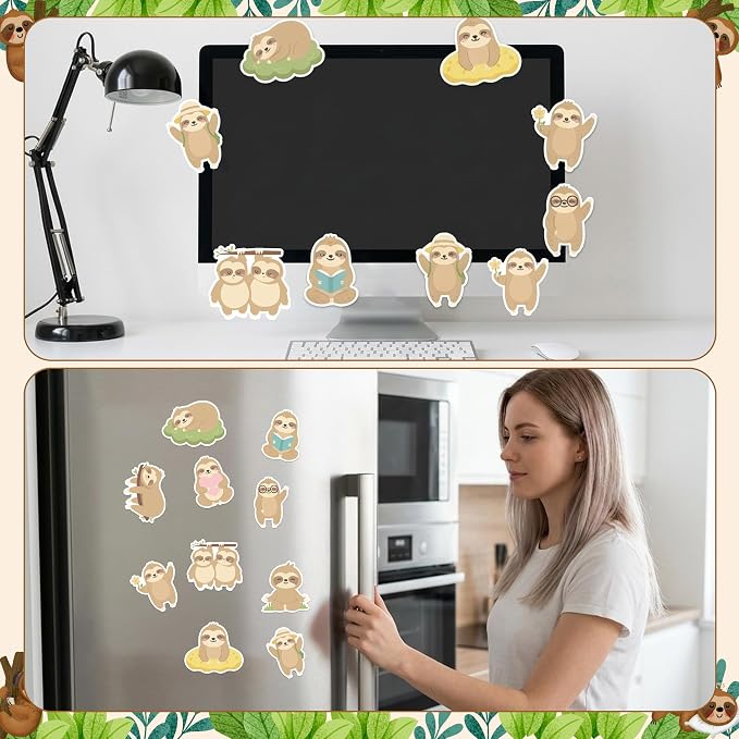Xqumoi 30 Pack Sloth Sticky Notes - Cute Cartoon Sloths Self Sticky Notepads Jungle Animal Writing Memo Pads for Animal Lover Gifts Birthday Baby Shower Classroom Jungle Party Favors