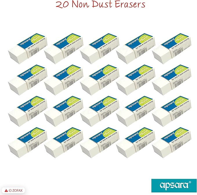 Apsara Non Dust Erasers - Pack of 20