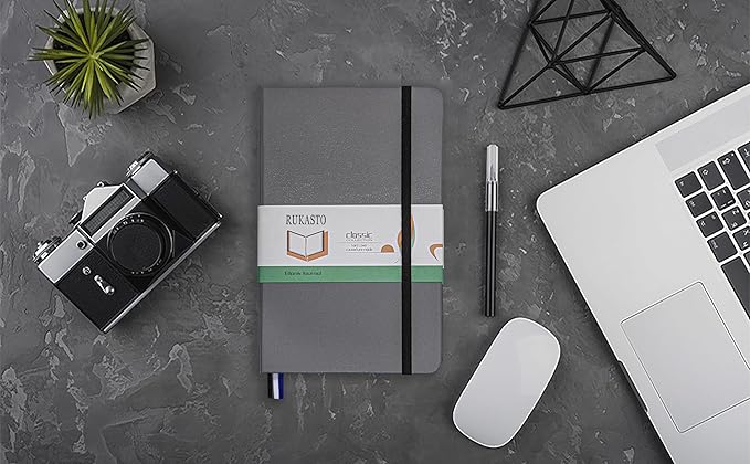 Hardcover Notebook Blank Journal Sketchbook for Drawing, Medium 5.5 by 8.4 Inch, 100 GSM Thick Paper (Grey, Plain)