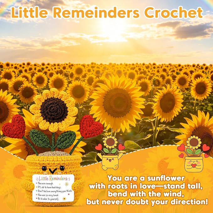 Teen Girl Back to School Supplies College Dorm Room Essentials for Kids Girls Boys Get Well Soon Stress Relief Gifts for Women Men Thinking of You Feel Better Sunflower Gifts Crochet for Women Girl