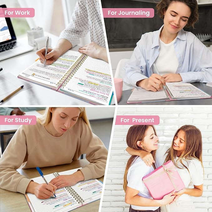 Taja Pretty Large Spiral Lined Notebook for Work with 5 Removable Dividers