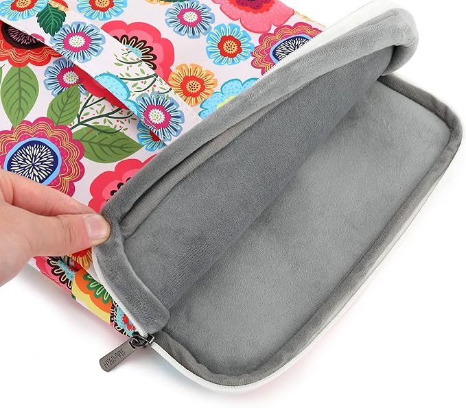 360° Protective 3 Pockets Laptop Sleeve Case Bag with Handle for MacBook Air 15 inch,MacBook Pro 16 inch and 15.6 inch Screen Laptop (Flowers)