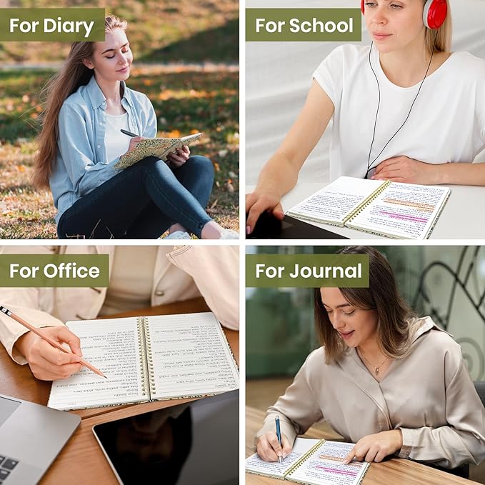 ZOTIA Lined Spiral Journal for Women, A5 Cute Hardcover College Ruled Notebook for Work, School & Note Taking, Aesthetic Writing Journal, 140 Pages (5.8" x 8.3"), Herbs