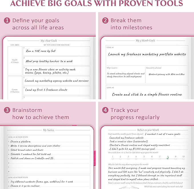 Legend Dated Hourly Weekly Planner 2026 – Daily, Monthly & Yearly Agenda with Time Slots – Hardcover Organizer Journal, 5.8x8.3” (Hot Pink)