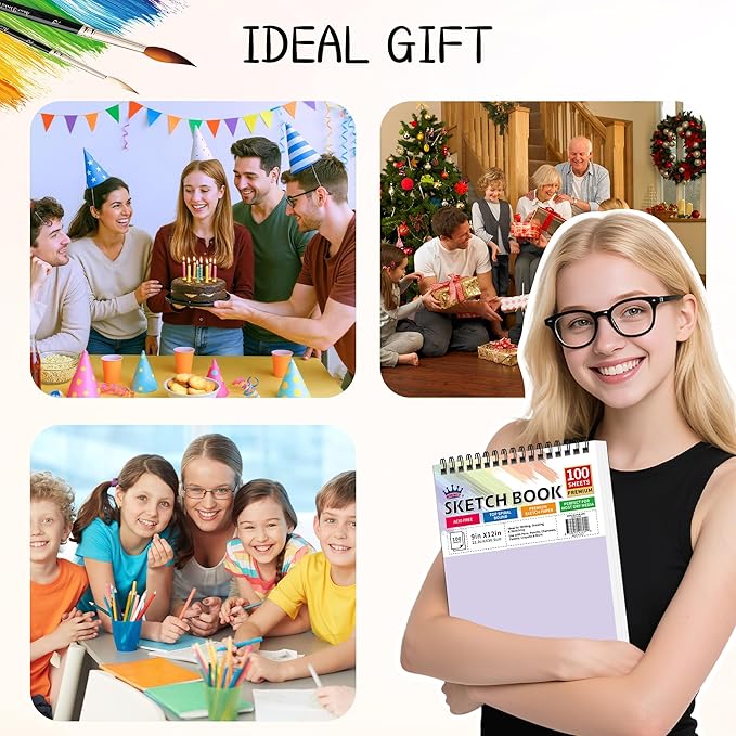 WINNER 9" x 12" Sketch Book 4 Pack, 400 Sheets Spiral Bound Art Sketchbook, 68lb/100gsm White Acid Free Drawing Pad, Sketching Drawing Writing Sketch Pad for Kids, Adults, Art Supplies for School