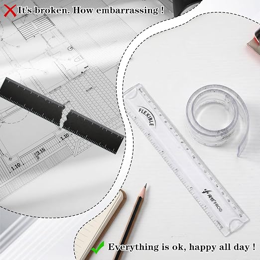 Grevosea 2 PCS Flexible Rulers, 7 Inch/18cm Clear Plastic Ruler