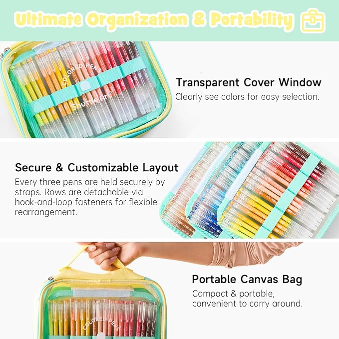 Shuttle Art Colored Pens, 100 Vibrant Colors Cute Journal Pens 0.6mm Fine Point Colored Gel Pens for Black Paper in Portable Bag for Coloring Writing Drawing Journaling Note Taking School Office Home