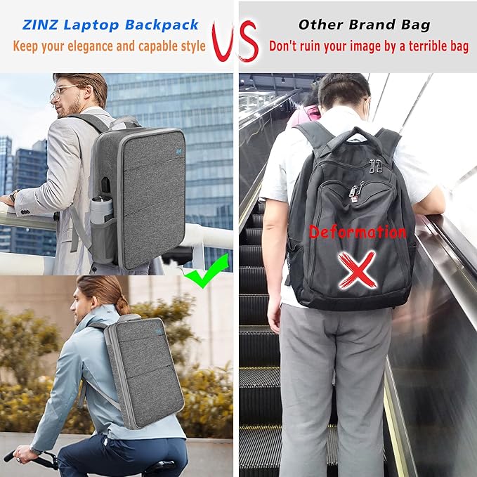 ZINZ Slim & Expandable Laptop Backpack Water Resistant Backpack Travel Backpack Compatible with MacBook Air/Pro/Neo 13-14 inch, XPS 13/14, Surface 13.5" and Most 13-14 Notebooks,G01Y01