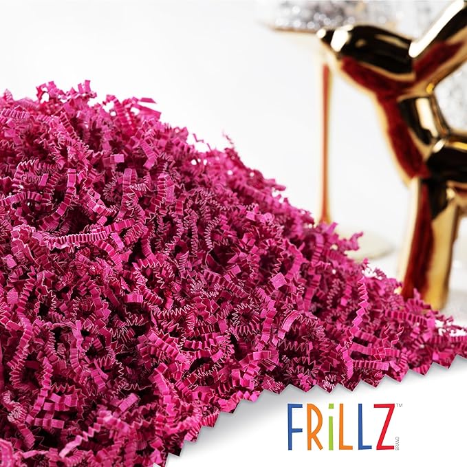 FRILLZ by DECOfill™ Crinkle Cut Paper Shred Filler for Baskets, Gifts, Packing and Protecting your Valentine's Day, Mother's Day, Birthday, Weddings, Anniversary, and other gifts (2 pound, Hot Pink)