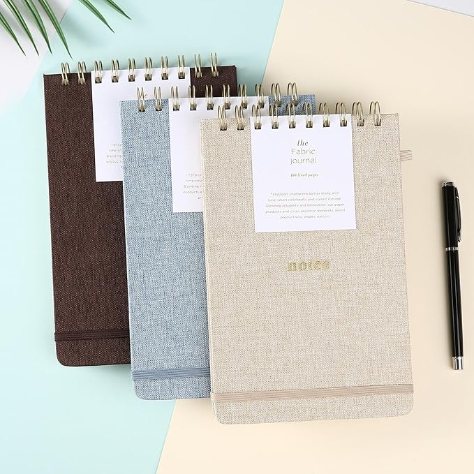 A5 Top Spiral Notebook – Hardcover Journal 160 Pages 100 GSM Thick Paper With Elastic Band & Pen Holder Steno Pads College Ruled Writing Notebooks for Work School Travel (1pack-Light Blue-style C)