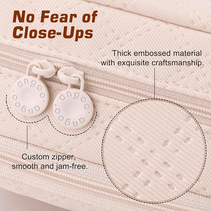 EASTHILL Large Capacity Pencil Case Cute Pencil Pouch with Handle Stationery Pen Bag for Teen Girls-Cream