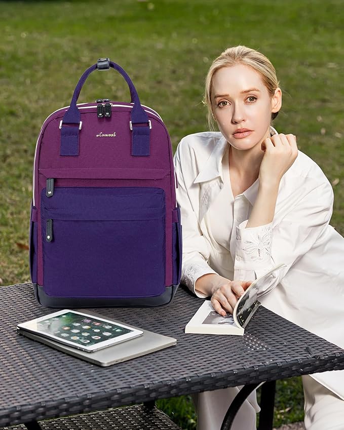 LOVEVOOK Travel Laptop Backpack Women, 15.6 Inch Anti-theft Laptop Bag with USB Port, Fashion Waterproof Computer Backpacks Teacher Nurse Backpack Purse for College Work