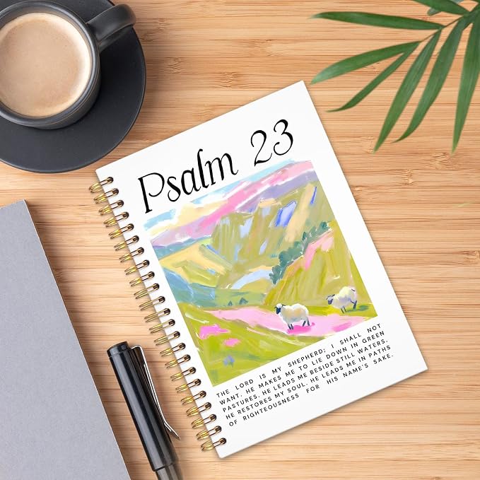 UTELKA Christian Notebook, Boho Journal Spiral Notebook Psalm 23, Church Prayer Notebook Inspirational Gifts Bible Study Journal, Religious Gifts Church Notes Journal for Women 5.5x8.3