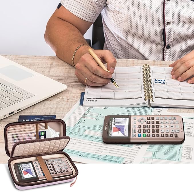 Graphing Calculators Case for Texas Instruments TI-84 Plus/TI-83 Plus CE Color Calculator, Storage Holder for TI-89/for Casio fx-9750GIII for TI-30XS for Cables, Pens, Pencil -Pink(Box Only)