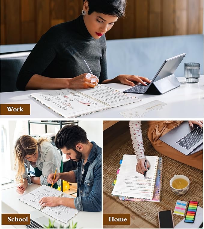 Spiral Notebook Journal 8.5” x 11”, A4 Large Notebooks for Women Men, College Ruled Lined Journal, 100 GSM Paper, Hardcover Spiral Bound Journals for Work School Note Taking Business, Field of Daisies