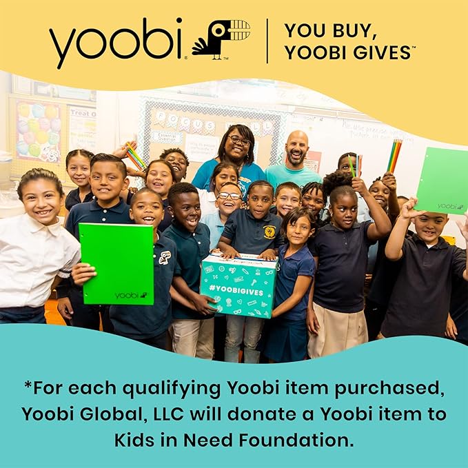 Yoobi College Ruled 8 x 10.5” Spiral Notebook Set – Bulk 6-Pack of 1 Subject Notebooks, Variety of Cute Designs – 100 Perforated 3-Hole Punched Sheets, For School, Office & Home