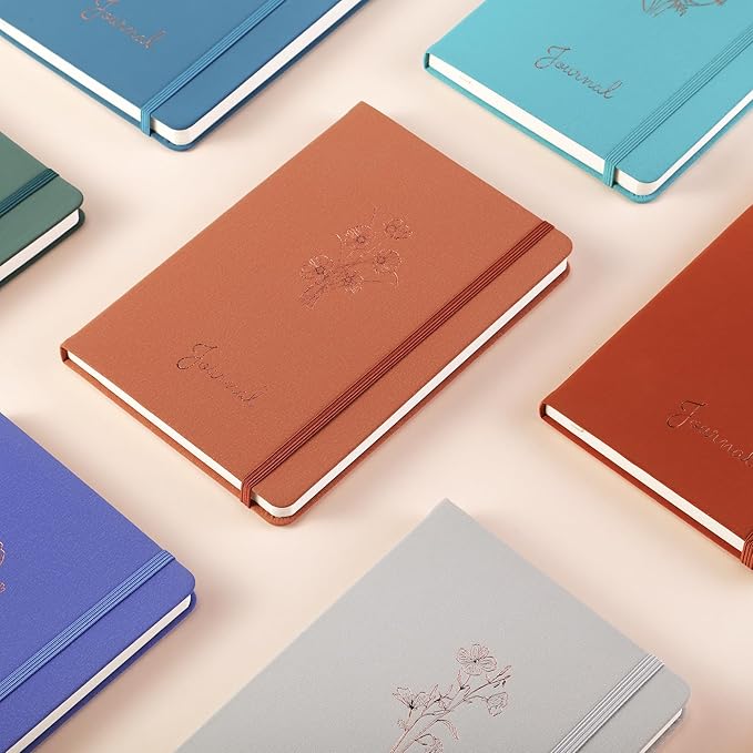 Lined Journal Notebook –A5 PU Leather Hardcover Notebook, 100gsm Thick Bleedproof Paper with Inner Pocket – 192Pages Lined Writing Journal for Students Women Note Taking - Light Gray