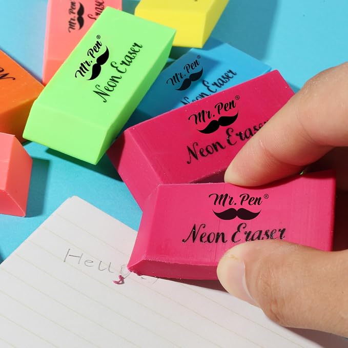 Mr. Pen- Pencil Erasers Bulk, 48 Pack, Neon Colors