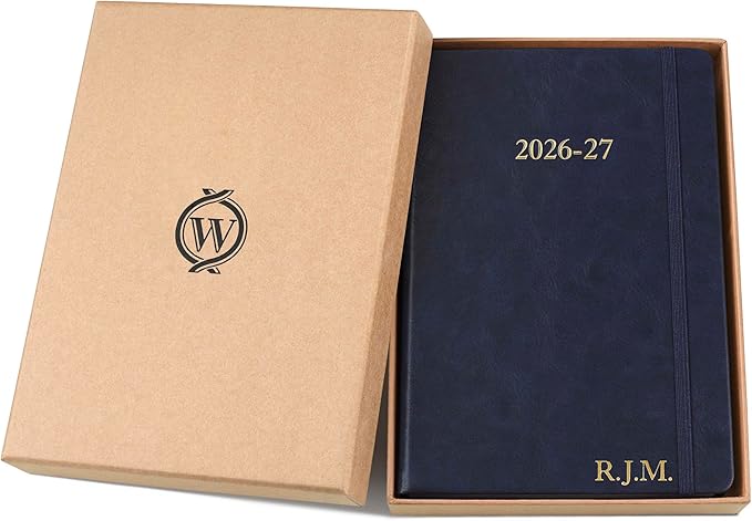 Wykeham's Executive 2026-27 Daily Journal Planner – Customization Available – Mid-Year Academic Diary – July 2026 to June 2027 (Personalized Royal Blue, 8.5"×5.5")