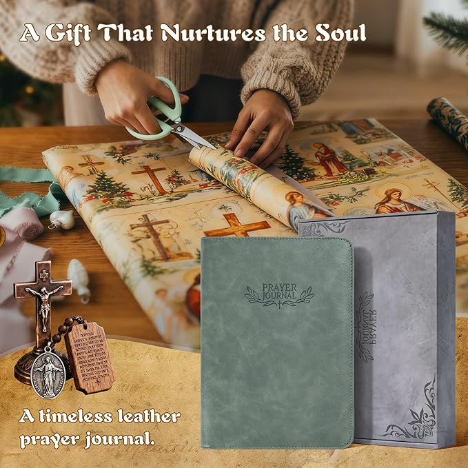 Ospelelf Prayer Journal Zippered Faux Leather Christian Daily Devotional Bible Scripture Study Tracker Notebook Planner for Reflection Gratitude Gift for Jesus Faith Believers Men Women Undated 3 Months Green