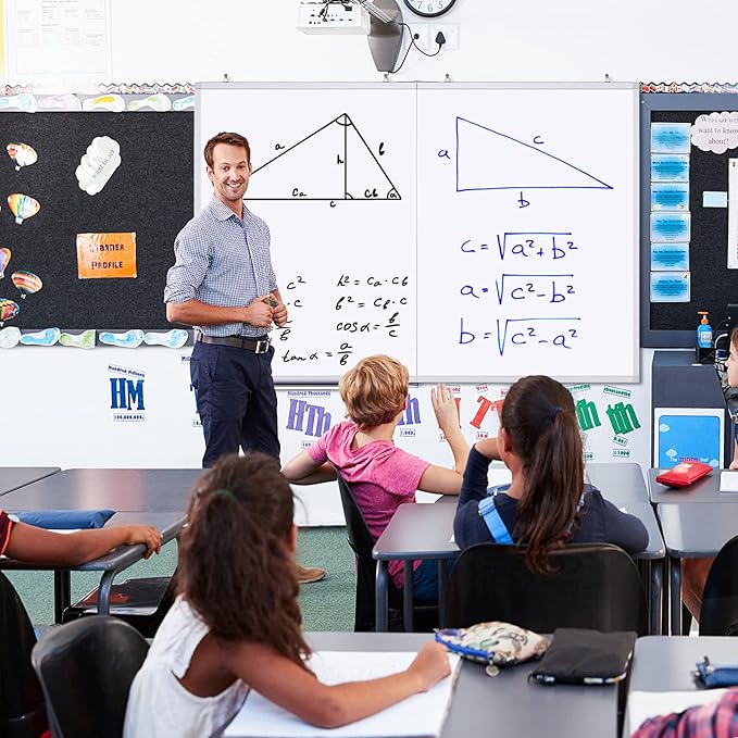 White Board Dry Erase 60 x 36,maxtek Large Magnetic Whiteboard 5' X 3' Dry Erase Board Foldable with Long Marker Tray for Wall-Mounted Aluminum Memo Board Supplies for Class Office & Home
