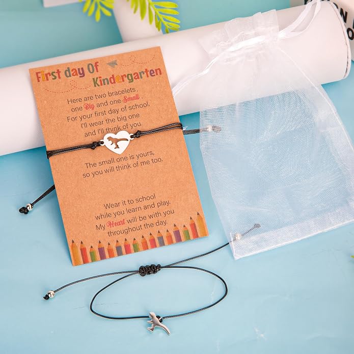 Back to School Supplies, First Day of Kindergarten Bracelet, Back to School Bracelet Mommy and Me, Prek Matching Wish Bracelets Set, Adjustable Bracelet for Boys Girls Gifts Stuff Bulk