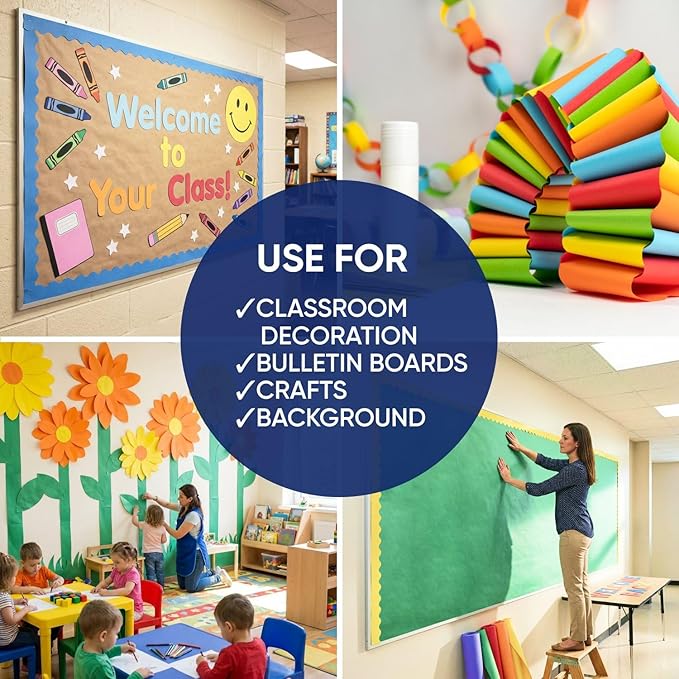 White Construction Paper Roll 36" x 100 ft – Made in USA – 36" Bulletin Board Paper for Classroom & School, Teachers & Kids