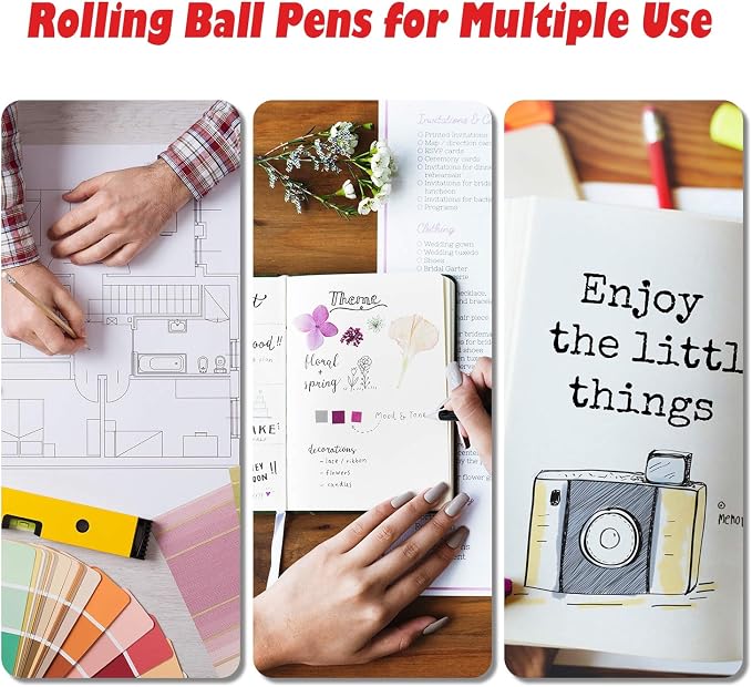 Frienda 12 Pcs Rolling Ball Pen 0.5 mm Japanese Pen,Chic Colors
