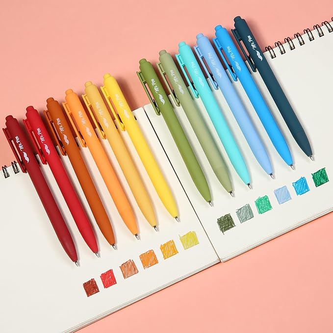 Mr. Pen- Retractable Gel Pens, 12 Pack, Winter Forest Color Inks, Fine Point 0.5mm, Fast Dry, Smooth Writing, Cute Pens for Drawing, Writing Planner and School Supplies